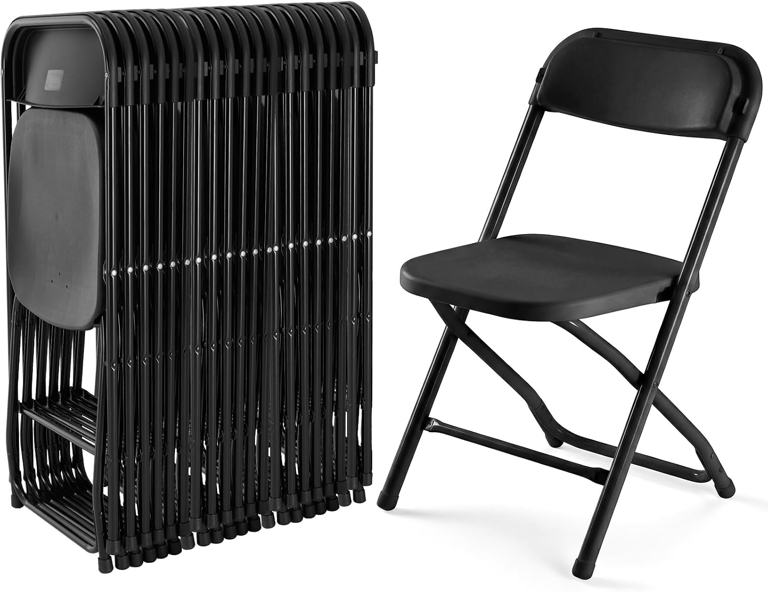 DUMOS Folding Chairs Sets of 20, Portable Chairs, Home Office | 330lbs Stackable Fold Up for Indoor Outdoor Patio Camping Party Garden Wedding, Black