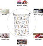 Round Jungle Wildlife Laundry Hamper, Cotton Canvas Storage Bin | Waterproof stain-resistant cotton canvas, reinforced hand grips, jungle wildlife print for bedroom, bath and dorm belongings