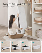SONGMICS Storage Ottoman Bench, 43.3 Inches Folding Foot Rest Stool | PU Leather, Easy Assembly, for Living Room, Bedroom, Entryway, Cream White, MINOTA Collection ULSF702