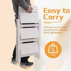 3-Step Ladder Chair Folding Step Stool Chair 22.44" L x 16.33" W x 25.6" H 220 LBS Load Capacity White Pinewood Counter Chairs for Kitchen Bedroom Living Room Warehouse, Space Saving