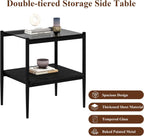 Glass end Table Set of 2,Living Room Glass Side Table,Glass Bedside Table,Suitable for Living Room, Bedroom