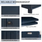 Storage Bench with 3 Shutter-Shaped Doors, Wood Shoe Bench with Removable Cushion and Hidden Storage Space for Entryway, Living Room, Hallway 43.5" L*16" W*18" H Antique Navy