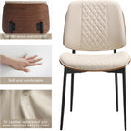 BV Dining Chairs Set of 4, Mid Century Modern PU Leather Metal Legs, Beige | Walnut Bentwood Backrest, Adjustable Foot Pads, Armless Side Chairs for Kitchen & Dining Room