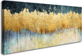 XXMWallArt FC2650 Canvas Wall Art Abstract Golden Forest Painting Modern Decor Abstract Canvas Prints for Living Room Bedroom Kitchen Home and Office Wall Decor