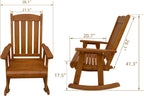 Wooden Patio Rocking Chair with Comfortable Backrest Inclination, High Backrest and Deep Contoured Seat, Solid Fir Wood, Heavy Duty 600 LBS, for Both Outdoor and Indoor (Natural)
