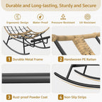 ZENPETIO Papasan Rocking Chair - 500LBS Oversized Rocer with Footrest | Outdoor Papasan Chairs with Thicker Cushion, All-Weather Wicker Rattan Cozy Rocking Chair for Indoor, Balcony, Porch, Garden