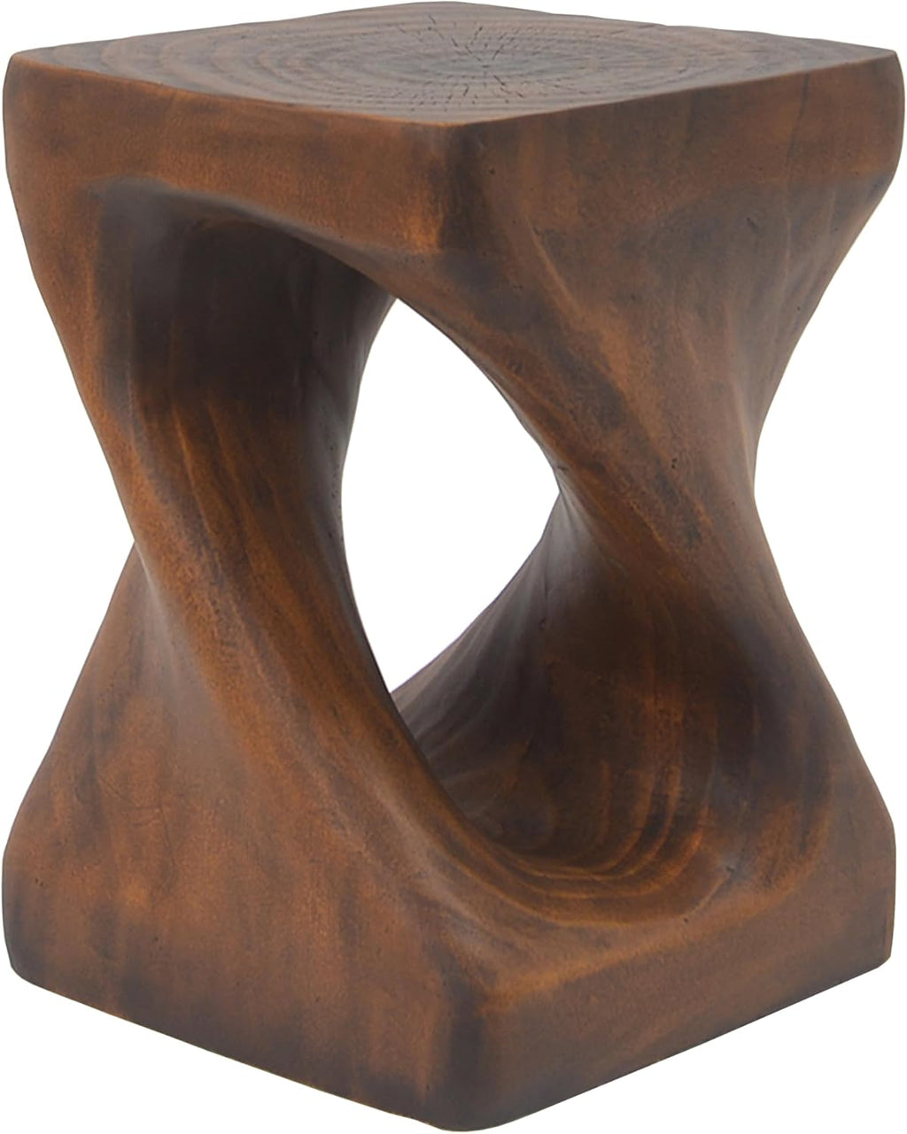 MGO Twist Shape Side Table, 11.75" Vintage Magnesium Oxide (MGO) Side Table, Small Accent Table Bedside Table Nightstand for Living Room Bedroom Balcony No Assembly