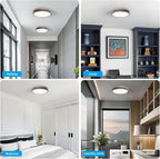 Modern Dimmable LED Close to Ceiling Light Minimalist Wood Oak Flush Mount Ceiling Light Fixture with Lampshade for Bedroom Living Room Bathroom Laundry Room (Grey-Dimmable, 11.8''/30cm)