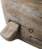 MAKLAINE Whale Sculptured Accent Table, 23 in Tall, Resin Base with Driftwood Finish, 20 in Beveled Glass Top, Rustic Side Table for Living Room or Bedroom Decor