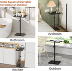 RCHYFEED Small Side Tables for Small Spaces, End Table Metal Side Table Set of 2, Height Adjustable 17-29.6 Inch Side Tables TV Tray Table for Couch, Sofa, Bedroom, Living Room, Indoor & Outdoor