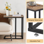 VECELO C Shaped End Side Table for Sofa Couch and Bed Snack TV Tray for Living Room Bedroom, 1 PCS Grey