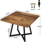 Tribesigns Square Commercial Dining Table Set of 6, 31.5" Dinner Table with Metal Base, Wooden Kitchen Table for Restaurant, Cafe, Bakery, School, Apartment, Dark Brown