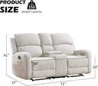 EBELLO Manual Living Room Furniture Reclining Couch Set, Soft Fabric Loveseat Recliner Sofa for Meeting Room, Overstuffed Backrest and Armrest (Loveseat)