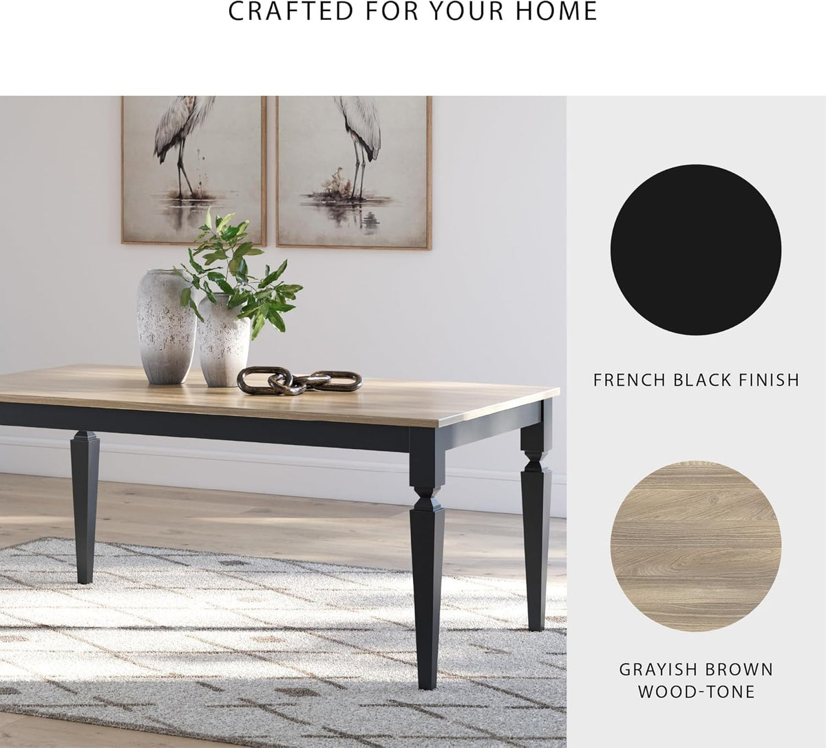 Signature Design by Ashley Mendinfort Casual Mango Wood Dining Table, Light Brown & Black