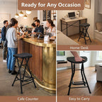 Black Adult Folding Stool with Handle and Foldable Pole Stool, 28 inch Folding Stool, Weighing 200 pounds, Foldable Heart-Shaped Folding Counter high Stool, Camping Kitchen Chair,
