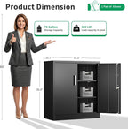 Metal Storage Cabinet with Locking Doors, 35.4" Steel Locker Organizer with Adjustable Shelves, Garage Utility Cabinet for Home, Office, Shop, and School