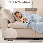 KIVENJAJA 130.3" Oversized Modular Sectional Cloud Sofa Couch, Beige