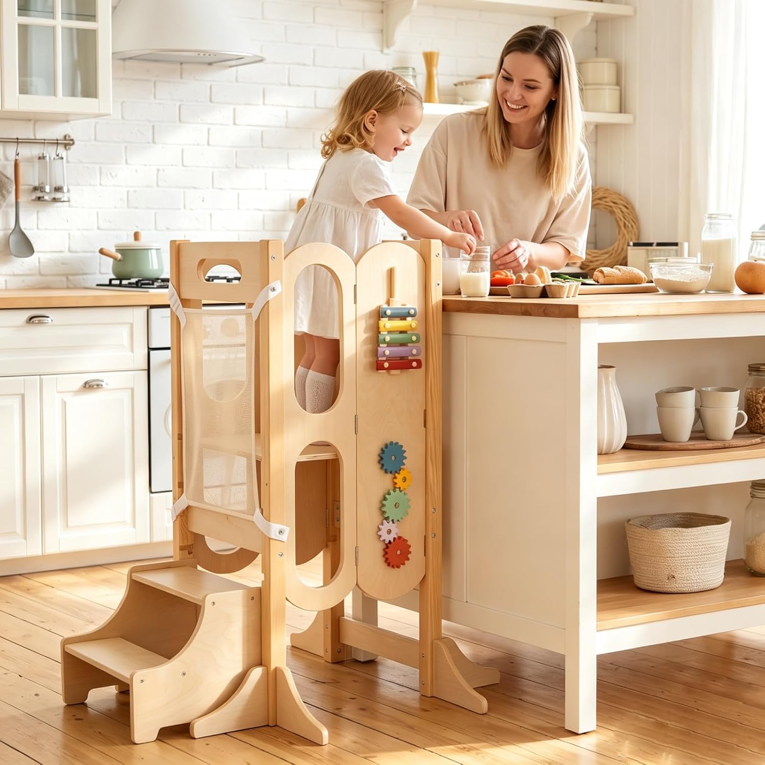 Foldable Toddler Standing Tower & Montessori Weaning Table and Chair Set