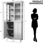 ARTPOWER 72" China Cabinet, Freestanding Kitchen Pantry with Tempered Glass Doors, Tall Sideboard Buffet Hutch with Adjustable Shelves for Dining Room, Living Room, White