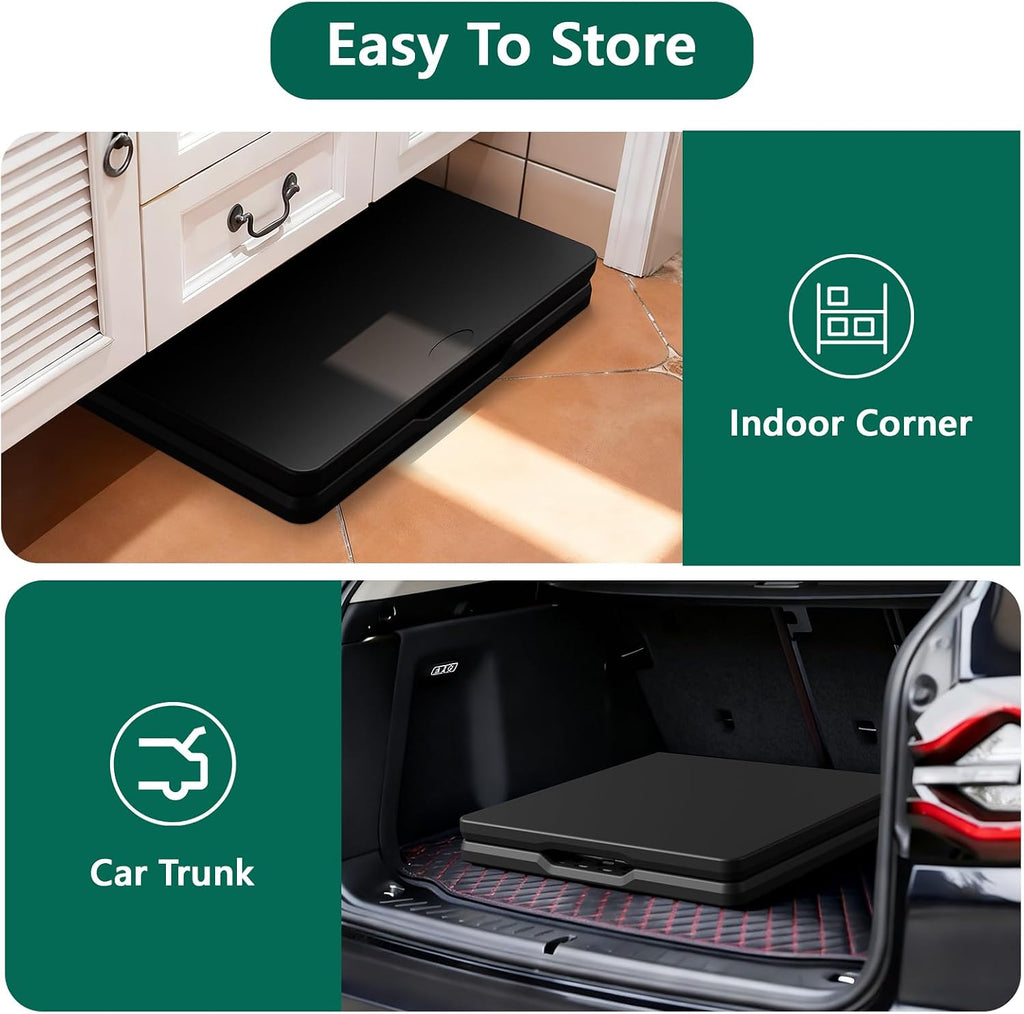 2 Pack 4ft Folding Table, Foldable Plastic Portable Picnic Table, Black | Large Surface Half-fold design with carry handle for Indoors/Outdoors Use Support up to 300 lbs Easy Setup & Waterproof