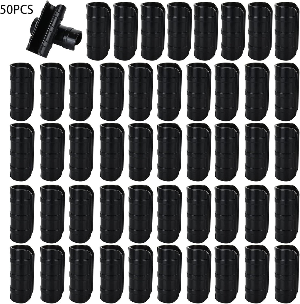 50 PCS 1 inch Greenhouse Clamps Clips 26mm Black ABS Snap Clamp Tube Clip Garden Buildings Tube Clip for Greenhouse Film, Sunshade Nets, Frame Shelters (Outer Ø 1.26”inner Ø 1”)