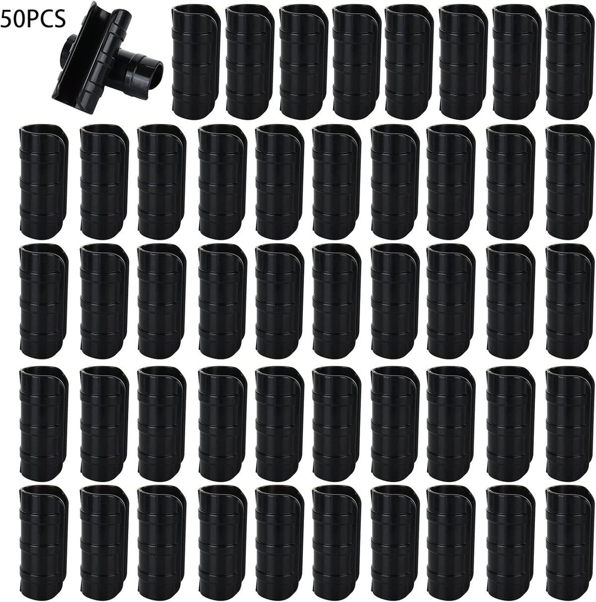 50 PCS 1 inch Greenhouse Clamps Clips 26mm Black ABS Snap Clamp Tube Clip Garden Buildings Tube Clip for Greenhouse Film, Sunshade Nets, Frame Shelters (Outer Ø 1.26”inner Ø 1”)
