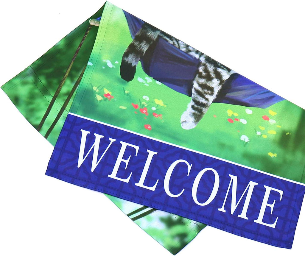 Welcome fall cat garden flag for outside 12x18, seasonal flags with cats double sided house flags, House Yard Lawn Decor Holiday Funny Garden Yard Decoration