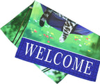 Welcome fall cat garden flag for outside 12x18, seasonal flags with cats double sided house flags, House Yard Lawn Decor Holiday Funny Garden Yard Decoration