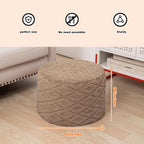Fluffy Round Ottoman Pouf with All-in-One Foam Filling 20" x 14" Furry Ottoman Foot Rest Foot Stool for Living Room or Bedroom (Light Coffee)