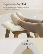 SONGMICS Foot Stool Ottoman, Padded Foot Rest Under Desk with Solid Wood Frame, Removable Cover, for Living Room, 9.8 x 15.4 x 11.8 Inches, Summer Sand and Brown ULSF052LF01