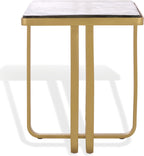 SAFAVIEH Couture Collection - Dominic Brass Stainless Steel Accent Table, Sculptural Modern Side Table, Cast Glass Top, Fully Assembled (SFV7919A)