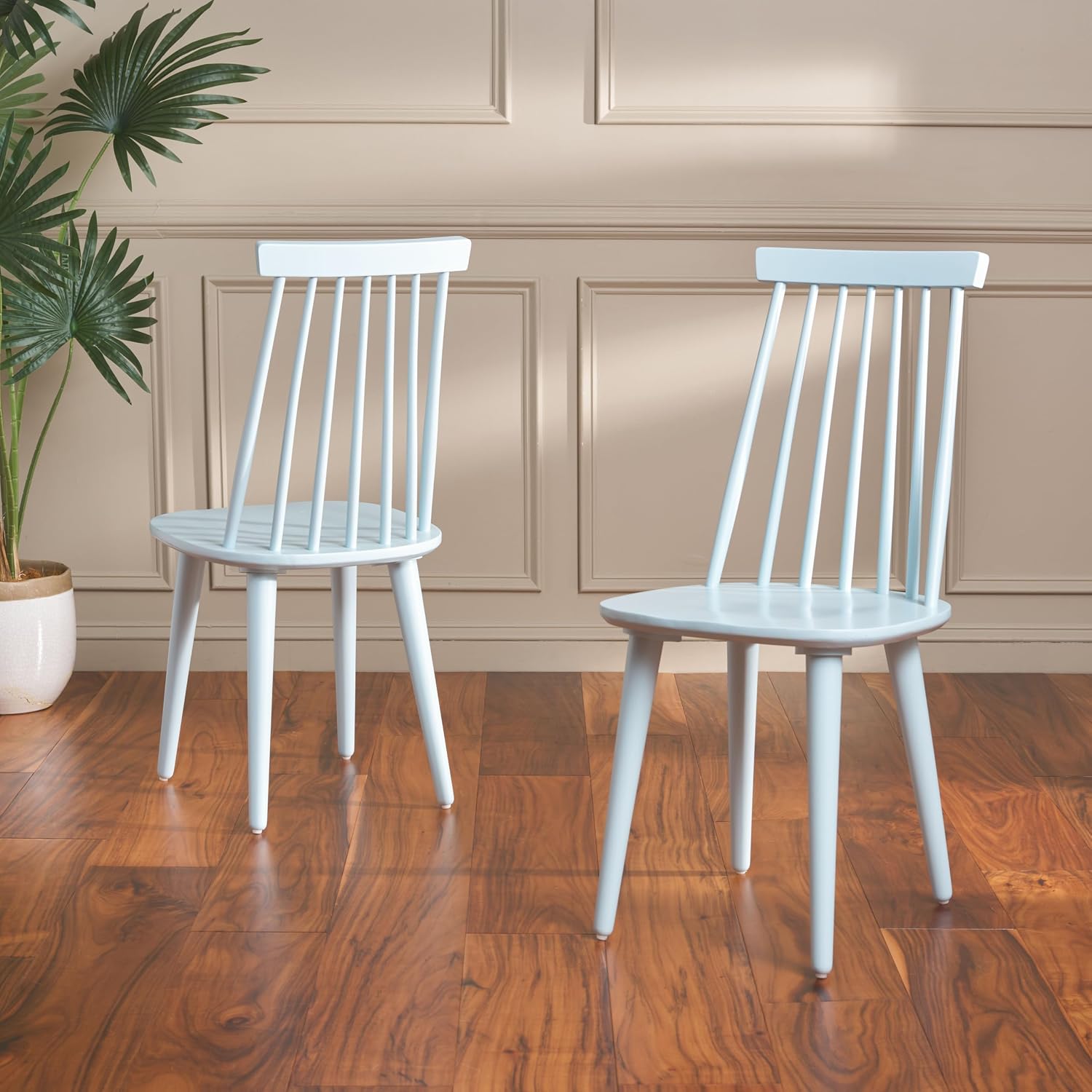 SAFAVIEH Furniture - Burris Side Chair Set of 2 - Pale Blue - Solid Wood - Modern Clean-Line Design - Ideal for Dining Room, Kitchen, Living Room, 17.7" Seat Height (AMH8511G-SET2)