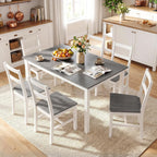 Giantex Dining Table for 4-6, 60" Rectangular Kitchen Table with Solid Rubber Wood Legs, Farmhouse Wooden Dinner Table for Dinette, Home Office, Living Room (Gray)