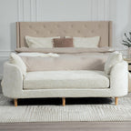 77" End of Bed Bench King Size,Chenille Extra Large Window Bench with 2 Pillows,End of Bed Couch,Upholstered Daybed Bench for Living Room(Beige,Ivory,White)