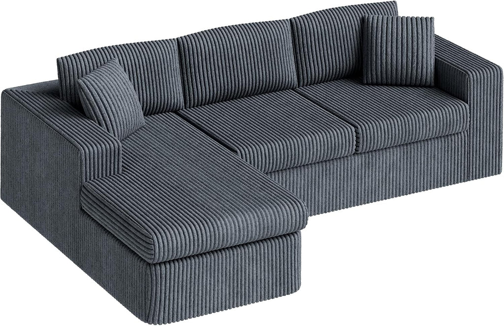 Vongrasig 105" Couches for Living Room,Sectional Couches Modular Sofa with L-Shaped Chaise, Memory Foam Comfy Cloud Couch with Plush Corduroy Fabric, No Assembly Required, (Dark Grey)