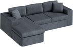 Vongrasig 105" Couches for Living Room,Sectional Couches Modular Sofa with L-Shaped Chaise, Memory Foam Comfy Cloud Couch with Plush Corduroy Fabric, No Assembly Required, (Dark Grey)