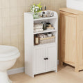 Homhedy Small Bathroom Storage Cabinet, Toilet Paper Storage Cabinet | Bathroom Floor Cabinet with Doors and Shelves, Bathroom Organizers for Small Spaces, 7.9" D x 14.6" W x 31" H, White