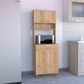 Della 60 Kitchen Pantry with Countertop, Closed & Open Storage -Light Oak