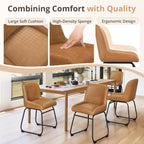LUE BONA Comfortable Dining Room Chairs Set of 4, Modern Upholstered Kitchen Chairs with Padded Back & Thick Metal Legs, Brown PU Leather