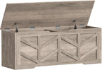 Extra Large Storage Chest, Storage Bench with 2 Safety Hinges | 51.2" Storage Trunk Supports 330 lb, Wooden Farmhouse Blanket Storage for Bedroom, living room, entryway, Greige