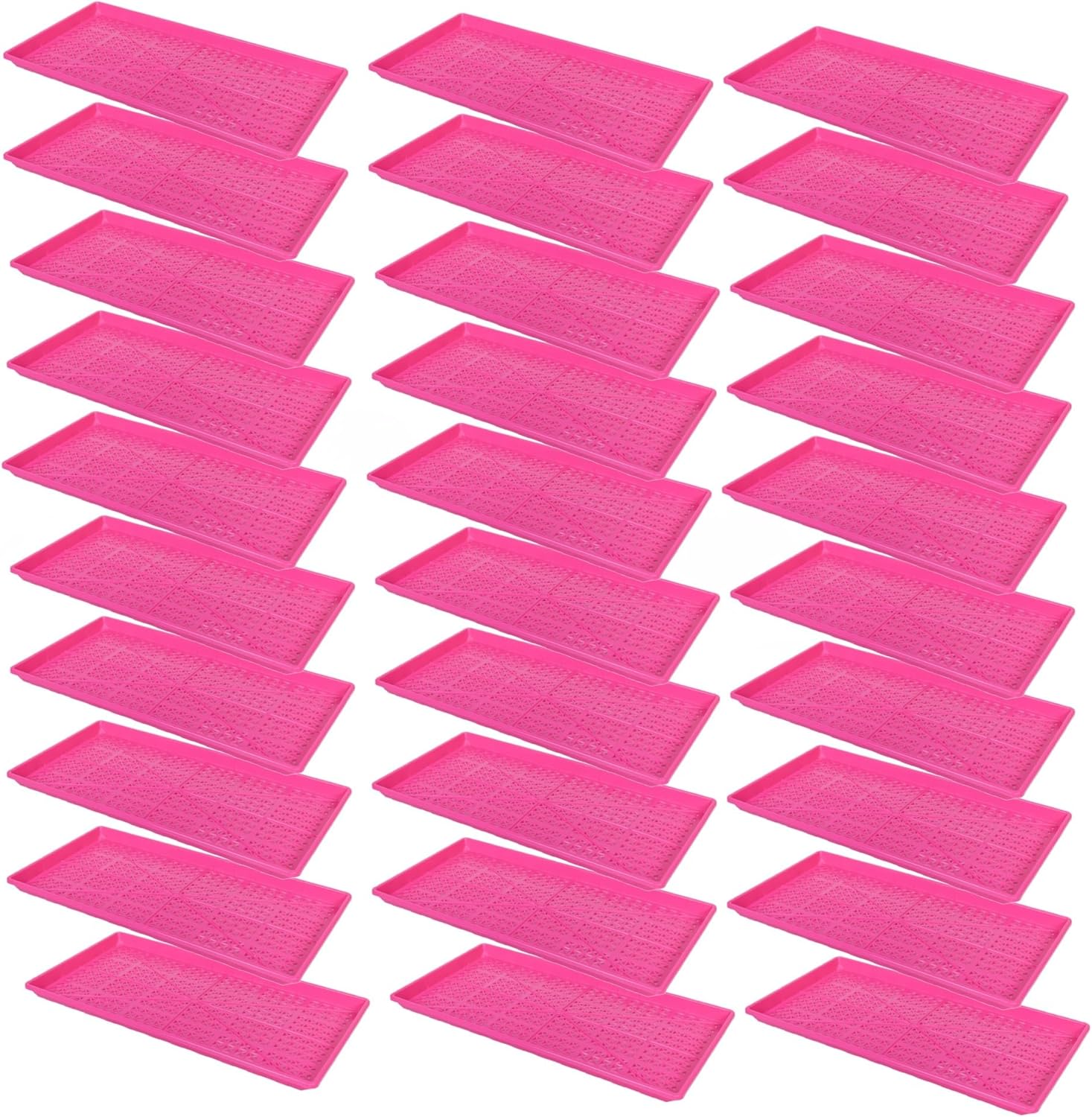 SUNPACK 10" x 20" Heavy Duty Mesh Plastic Seed Starting Tray, Magenta, 1" (Pack of 30) - Ensures Water Drainage and Aeration, Perfect for Greenhouses or Indoor Gardening