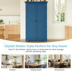 LUMISOL Kitchen Pantry with Drawers, 72" Tall Freestanding Cupboard Storage Cabinets with Door Shelves & Pull-Out Trays, Dining Storage Cabinet Cupboard with Adjustable Shelves, for Dining Room, Blue