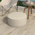 Inflatable Stool Ottoman, Footrest Ottoman with Handle, Outdoor or Indoor Round Portable Stool for Patio Home Decoration, 21x9 Inch, Stripe Beige