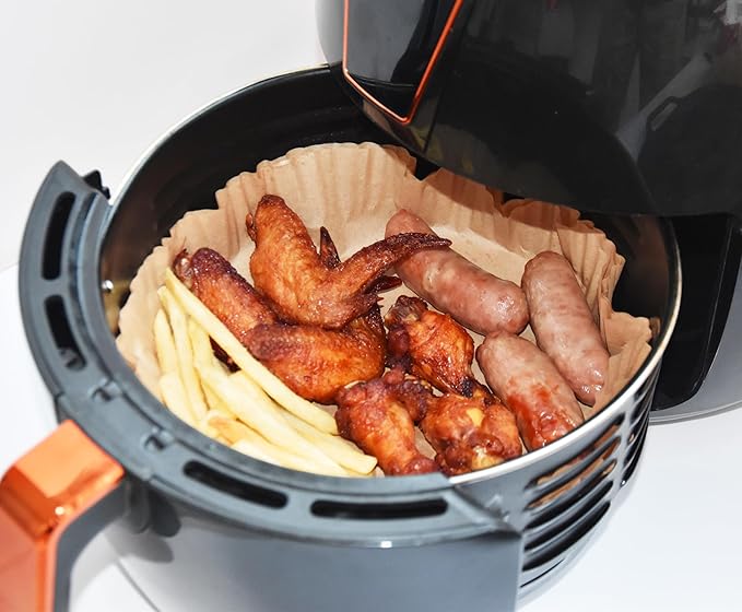 Air Fryer Disposable Paper Liners Round, Non-Stick Parchment, AirFryer Accessories for Baking Microwave Oven Frying Pan, Oil Proof, Water Proof (200PCS, 7.9inch)