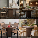 Comfy to go 40 inch Round Dining Table, Pedestal Dining Table with Concrete Core, Thick & Reinforced, Supports up to 300 lbs, Solid Wood Strips, Seats 4 People – Walnut