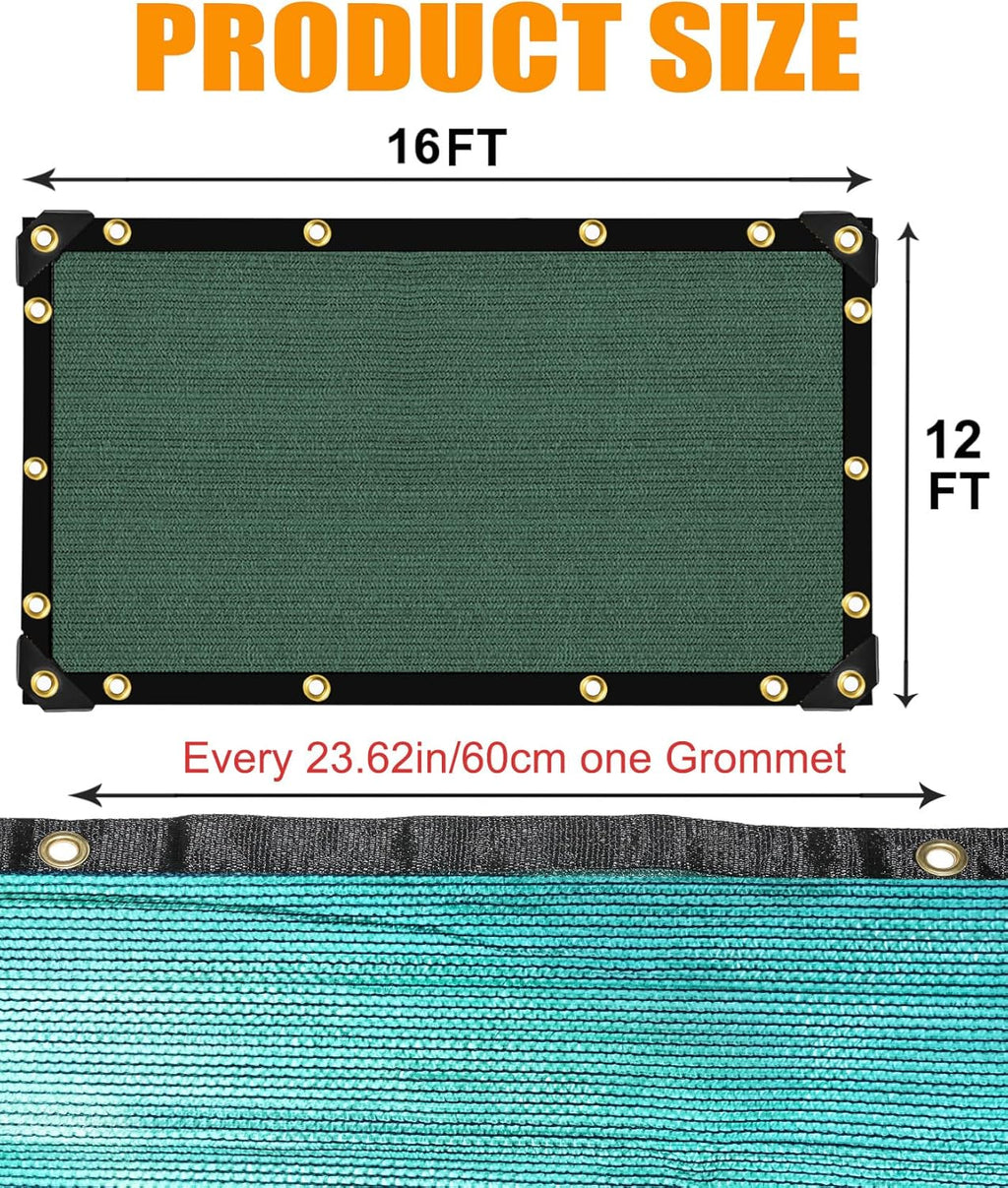 e.share 70% Shade Cloth for Garden, 12 Ft X 16 Ft Sun Shades Outdoor Patio with Grommets for Plant Covers,Porch Screen,Pergola Shade Cover,Greenhouse,Green