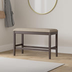 Lexicon Baronscourt Farmhouse Small Entryway Bench - 39 Inch, Upholstered Counter Height Solid Wood Frame, Padded Top, Easy Assembly , 26"Seat Height, Farmhouse End of Bed Bench For Bedroom,Dark Brown