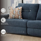 Signature Design by Ashley Danum Modern Manual Pull Tab Reclining Sofa with Tufed Back Cushion, Blue