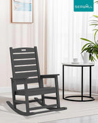 SERWALL Outdoor Rocking Chair Set of 2, Oversized Rocking Chair with Footboard for Adults, HDPE All Weather Resistant Rocking Chairs for Patio, 350lbs Weight Capacity, Gray