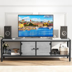 GarveeHome 58 in TV Stand with Storage, Entertainment Center with Adjustable Legs, TV Console up to 65 in, Wooden TV Stand with Open Shelves for Living Room, Bedroom, Light Grey